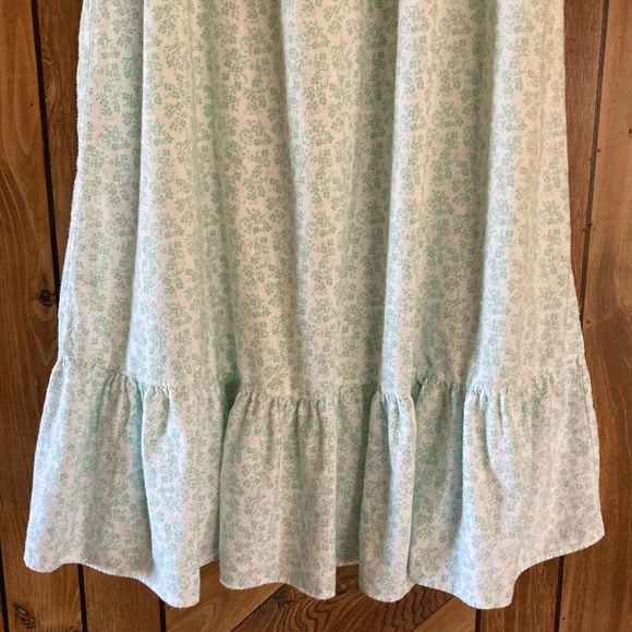 Green & White Floral LANZ OF SALZBURG Long Flannel Nightgown - Picture 4 of 7
